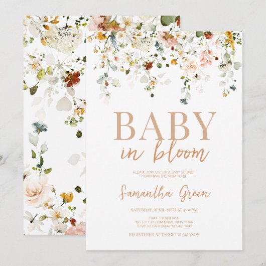 Baby in Bloom Baby shower Kaart (Voorkant / Achterkant)