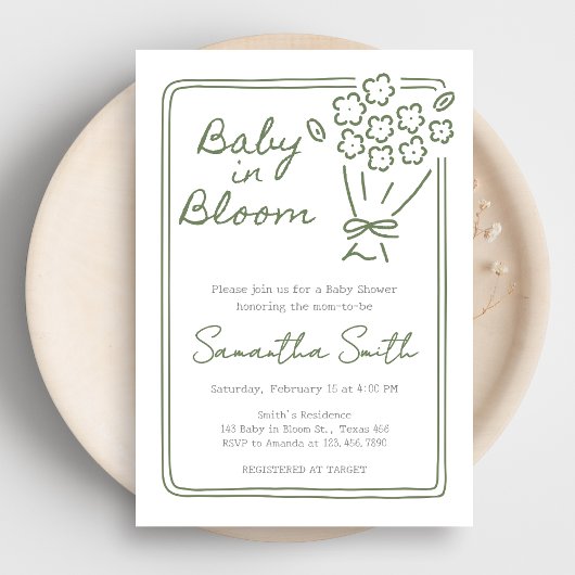 Baby In Bloom Baby Shower Kaart