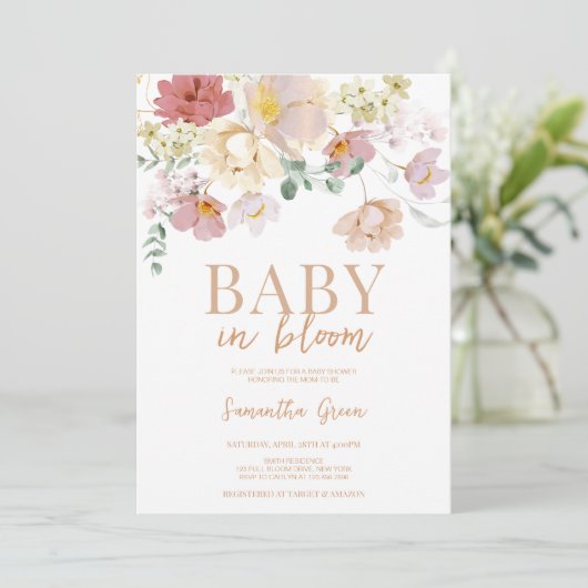 Baby in Bloom Baby shower Kaart (Staand voorkant)