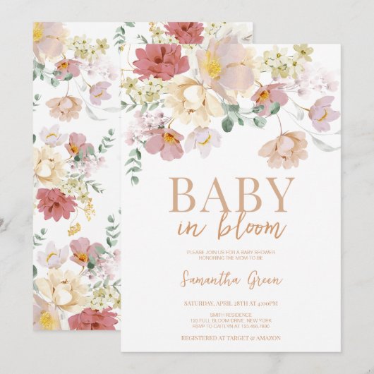 Baby in Bloom Baby shower Kaart (Voorkant / Achterkant)