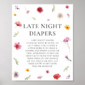 Baby in Bloom Baby shower Late Night Luiers Game Poster (Voorkant)