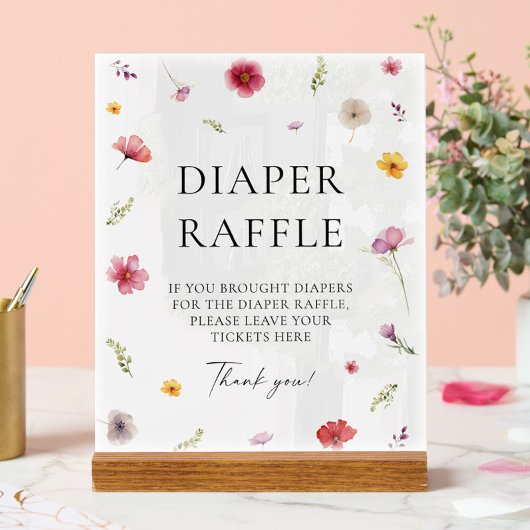 Baby in Bloom Baby shower Luier Raffle Game Acryl Bord