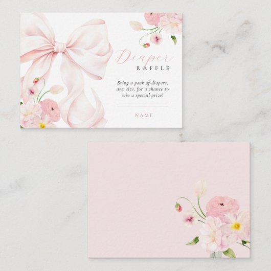 Baby in Bloom Baby shower Luier Raffle Informatiekaartje (Voorkant / Achterkant)
