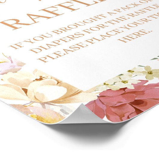 Baby in Bloom Baby shower Luier Raffle teken Poster (Hoek)