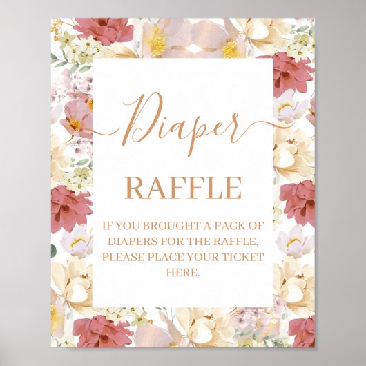 Baby in Bloom Baby shower Luier Raffle teken Poster (Voorkant)