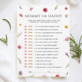 Baby in Bloom Baby shower Mama of Daddy Game Kaart