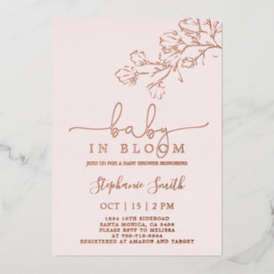 Baby In Bloom Baby Shower Meisje Folie Uitnodiging