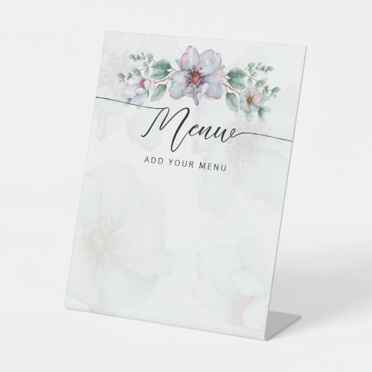 Baby in bloom Baby Shower-menu Reclamebord Met Voetstuk (Voorkant)