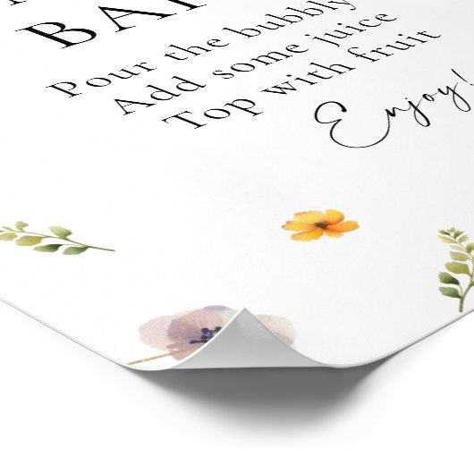 Baby in Bloom Baby shower Momosa Bar Poster (Hoek)