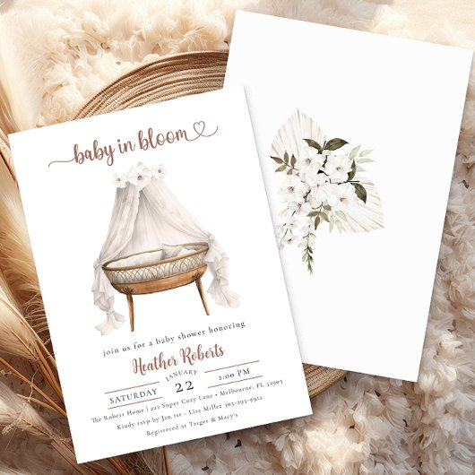 Baby in Bloom Baby shower Nodig Boho Neutral uit Kaart
