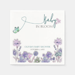 Baby In Bloom Baby Shower Paarse Bloemen Servet