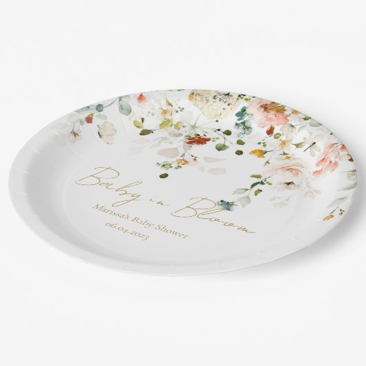 Baby in Bloom Baby shower Papieren Bordje (Gekanteld)