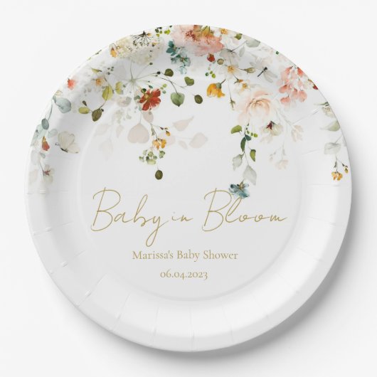 Baby in Bloom Baby shower Papieren Bordje (Voorkant)