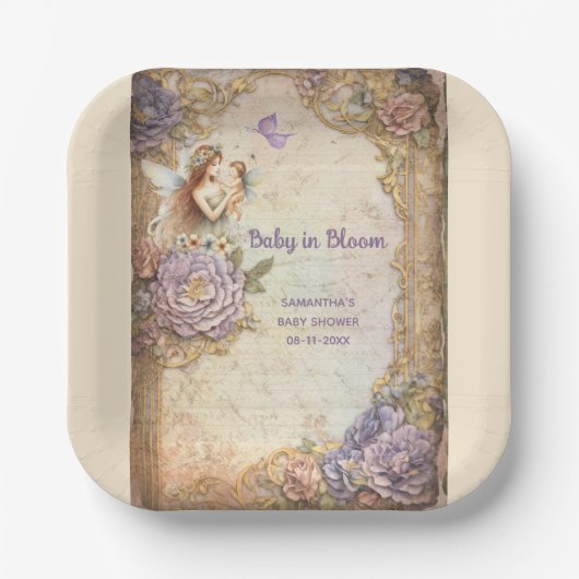 Baby in Bloom baby shower Papieren Bordje (Voorkant)