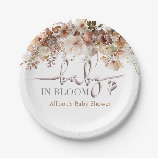 Baby in Bloom Baby shower Papieren Bordje (Voorkant)