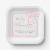 Baby In Bloom Baby Shower Papieren Bordje (Voorkant)