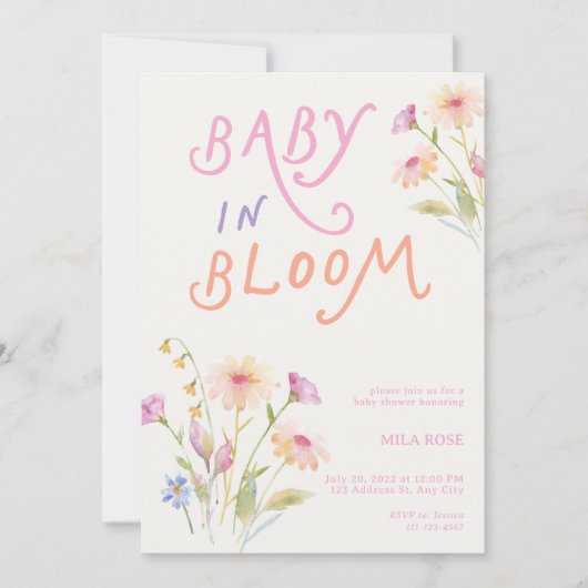 Baby in Bloom Baby Shower Pink Kaart (Voorkant)