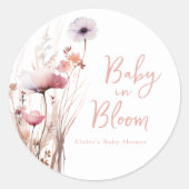 Baby in Bloom Baby shower Ronde Sticker (Voorkant)