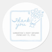 Baby In Bloom Baby Shower Ronde Sticker (Voorkant)
