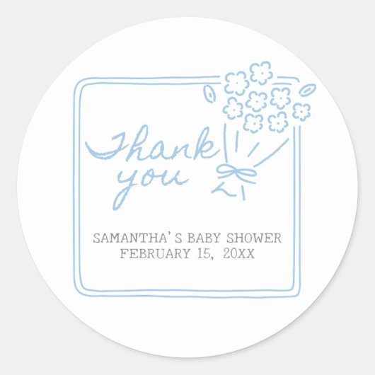 Baby In Bloom Baby Shower Ronde Sticker (Voorkant)