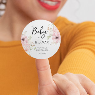 Baby in Bloom Baby shower Ronde Sticker