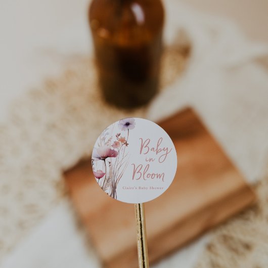 Baby in Bloom Baby shower Ronde Sticker