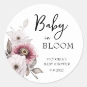 Baby in Bloom Baby shower Ronde Sticker (Voorkant)