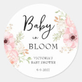 Baby in Bloom Baby shower Ronde Sticker (Voorkant)
