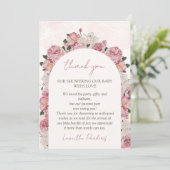 Baby in Bloom Baby shower Roze Bloemen Bedankkaart (Staand voorkant)