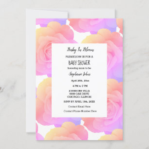 Baby In Bloom Baby Shower Roze Roos Bloemige Aange Kaart