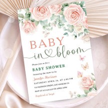 Baby in Bloom Baby shower Roze Rozen Meisje Bloeme