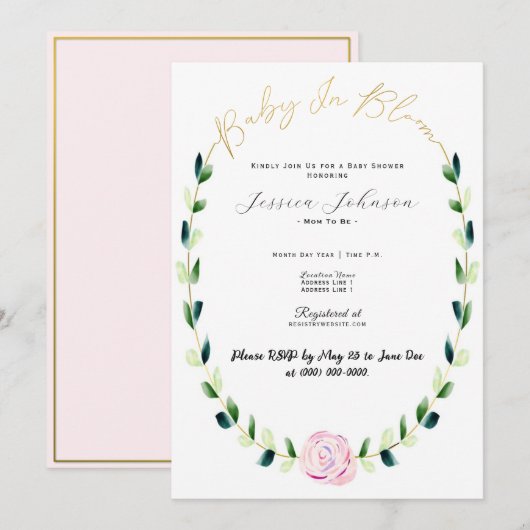 Baby in Bloom - Baby shower - Save the Date (Voorkant / Achterkant)