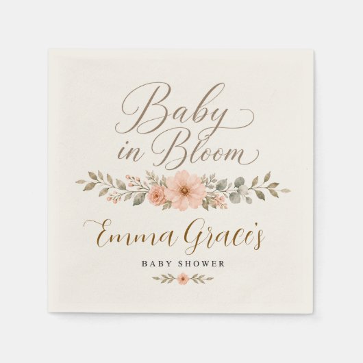 Baby in Bloom Baby Shower Servetten (Voorkant)