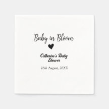Baby in bloom baby shower simple black heart date