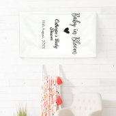 Baby in bloom baby shower simple black heart date spandoek (Insitu)