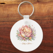 Baby in Bloom Baby Shower Sleutelhanger (Voorkant)