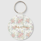 Baby in Bloom Baby Shower Sleutelhanger (Achterkant)