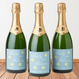 Baby In Bloom Baby Shower Sparkling Wijnetiket
