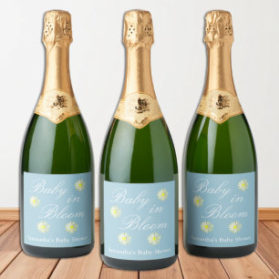 Baby In Bloom Baby Shower Sparkling Wijnetiket