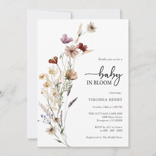 Baby In Bloom Baby Shower Uitnodiging (Voorkant)