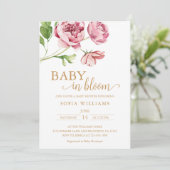 Baby in Bloom Baby Shower Uitnodiging (Staand voorkant)