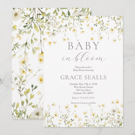 baby in Bloom Baby shower Uitnodiging (Voorkant / Achterkant)