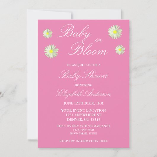 Baby In Bloom Baby Shower Uitnodiging (Voorkant)