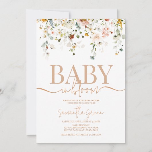 Baby in bloom baby shower uitnodiging (Voorkant)