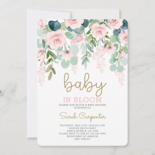Baby in Bloom baby shower Uitnodiging (Voorkant)