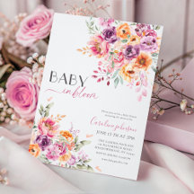 Baby in Bloom Baby Shower Uitnodiging | Blush Roze