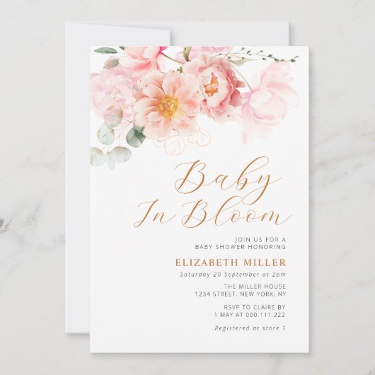 Baby in bloom baby shower-uitnodiging kaart (Voorkant)