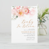 Baby in bloom baby shower-uitnodiging kaart (Staand voorkant)