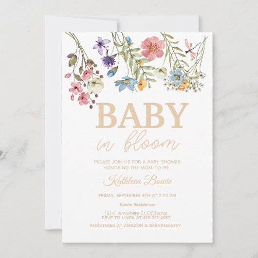 Baby in Bloom Baby shower Uitnodigingsbundel Kaart (Voorkant)