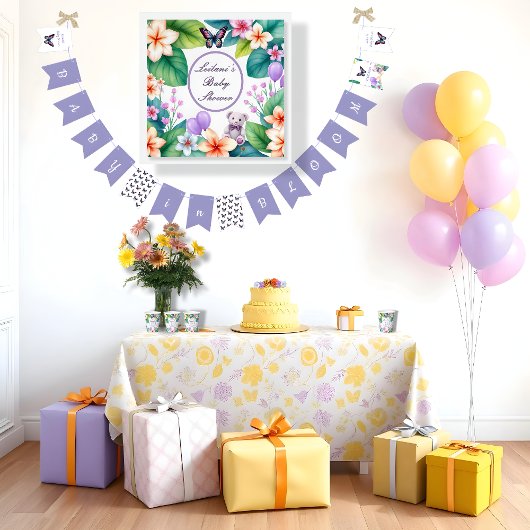 Baby in Bloom baby shower unisex Vlaggetjes